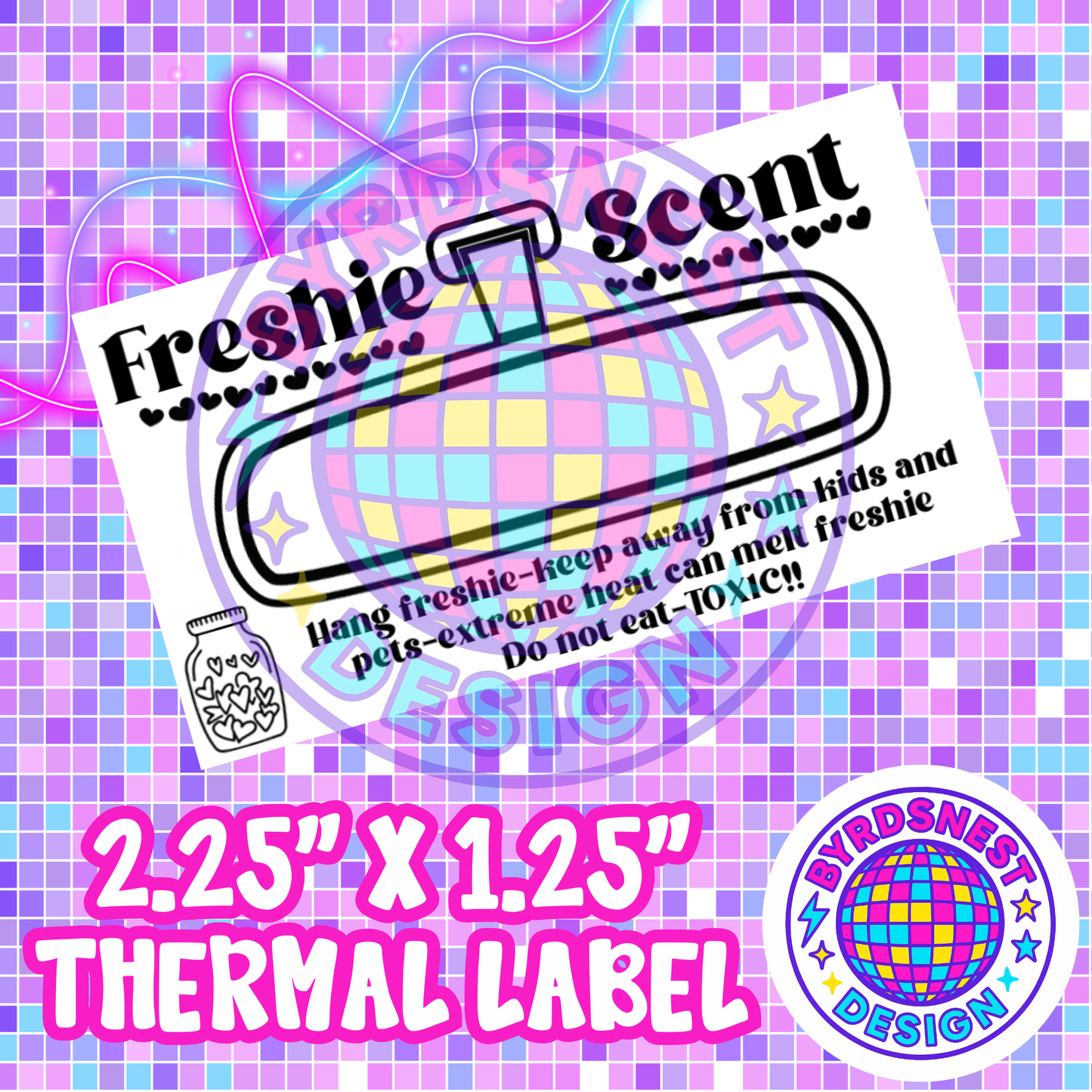 Heart Mirror 2.25" x 1.25" Thermal Label PNG