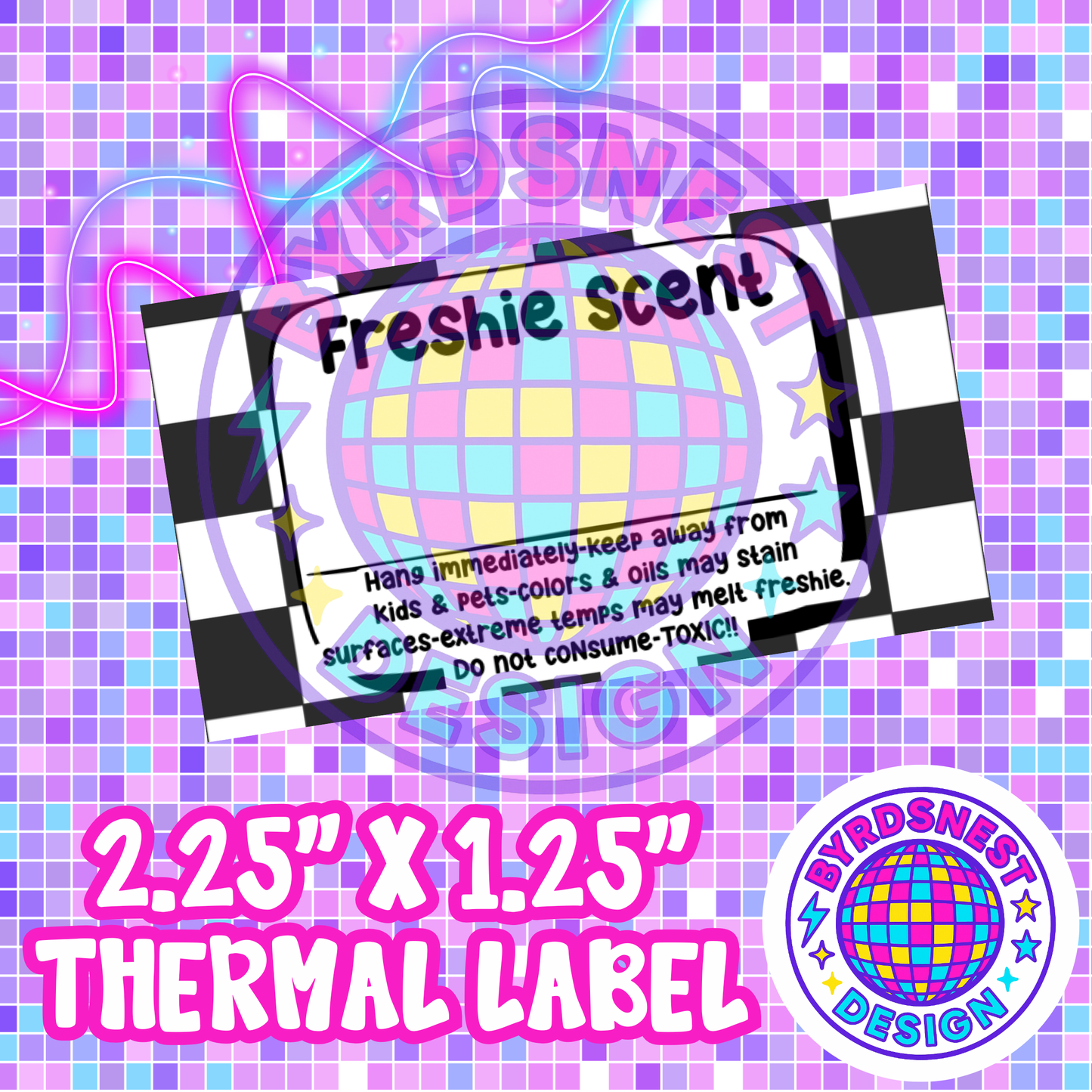Checkered 2.25" x 1.25" Thermal Label PNG