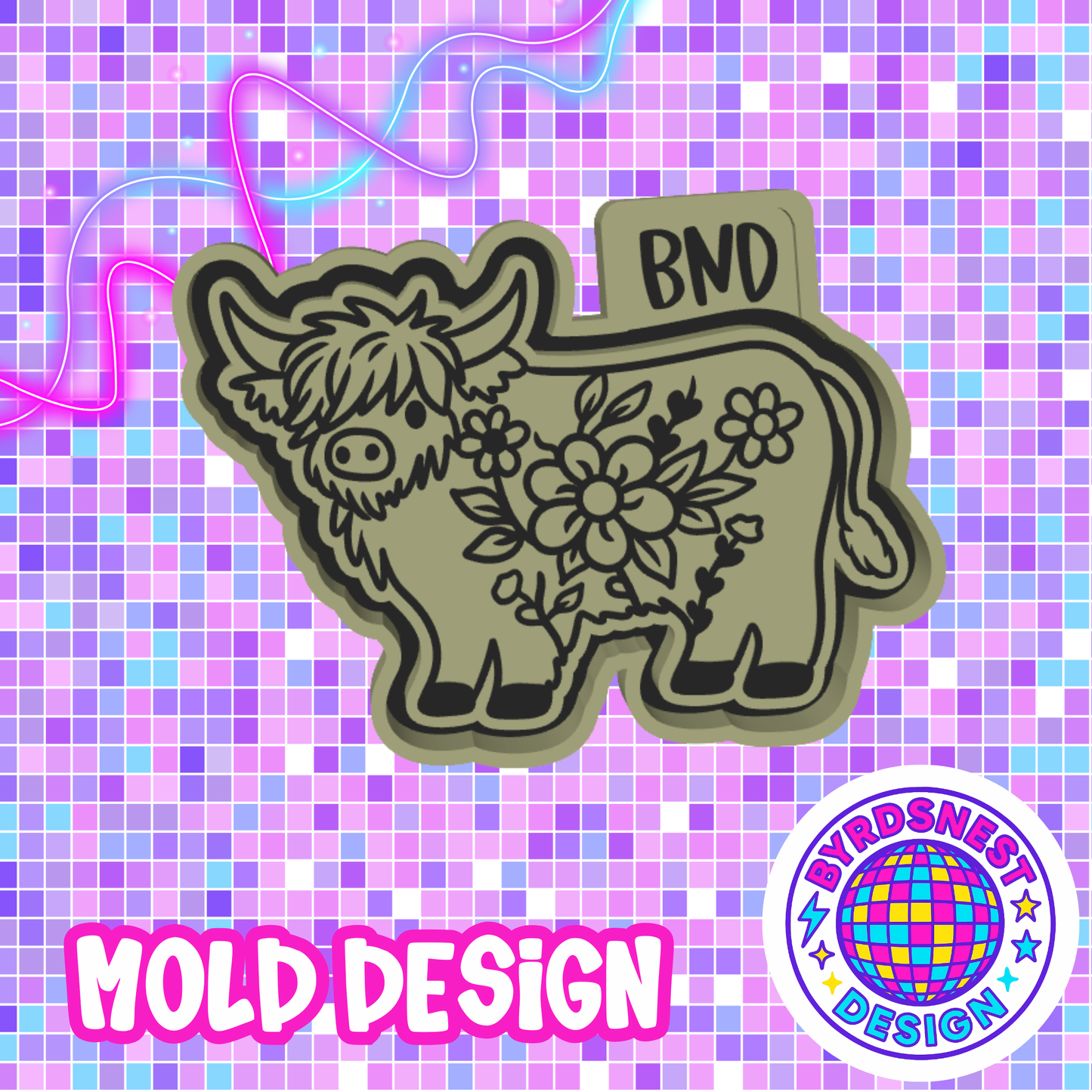 Floral Highland Cow
