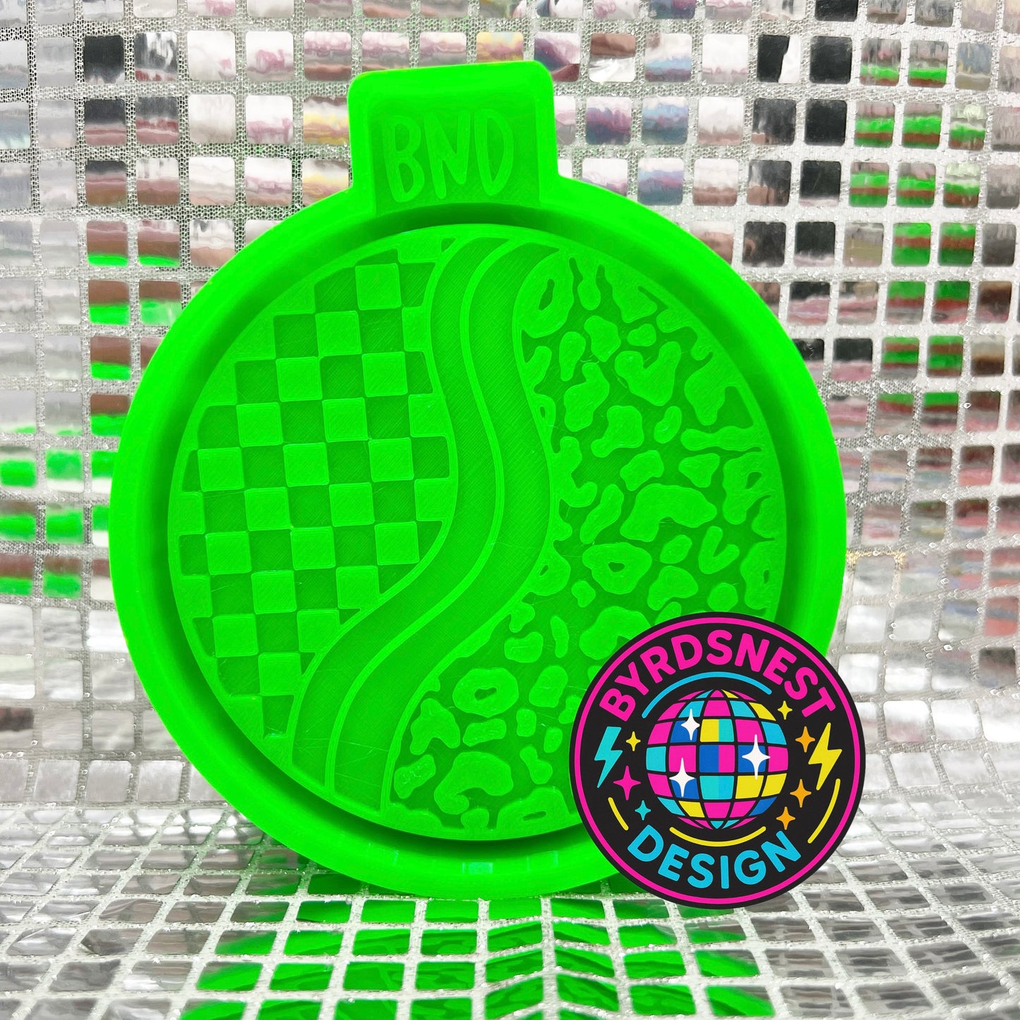 Checkered Groovy Leopard Circle