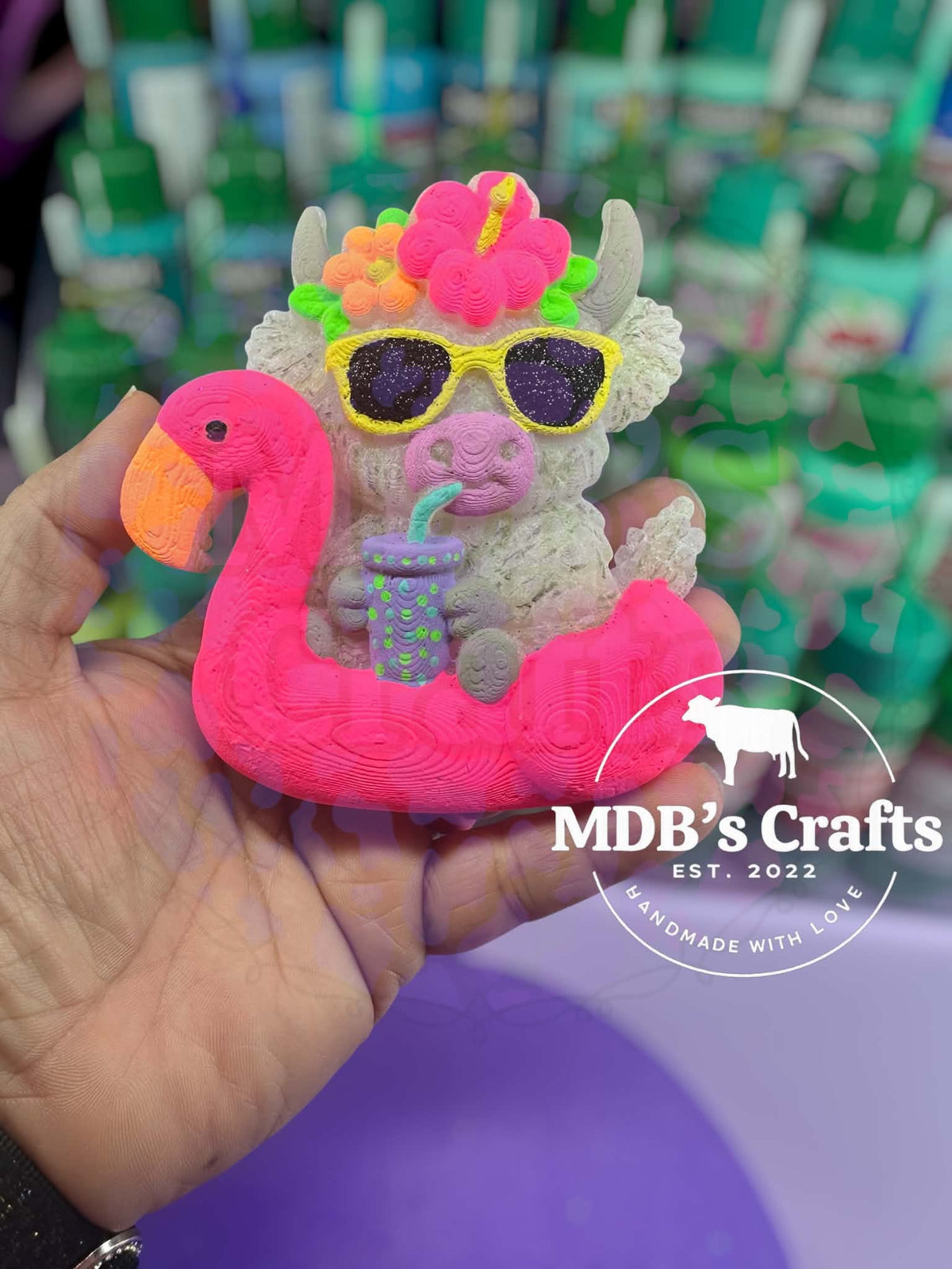 3D Cow in Flamingo Float