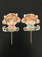 Gender Reveal Highland Cow Cupcake Toppers