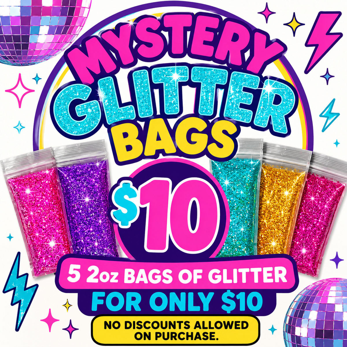 5 pack Mystery Glitter Pack