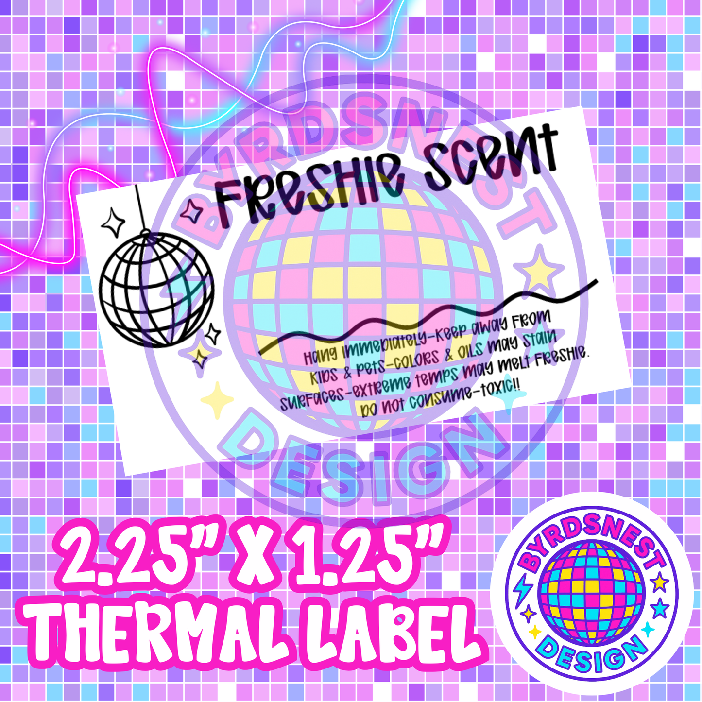 Disco Ball 2.25" x 1.25" Thermal Label PNG