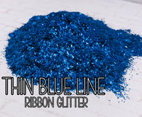 Thin Blue Line Ribbon Glitter